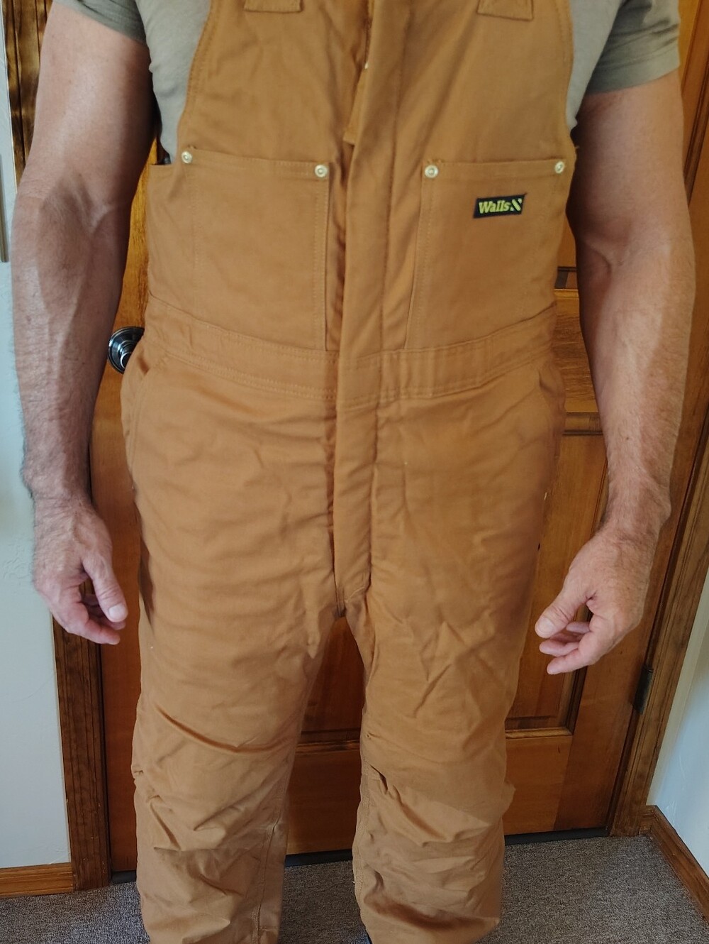 Walls Mens Insulated Overalls Brown Duck Canvas 12oz Quilted Work Bibs L NWOT